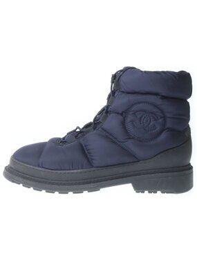 Chanel Snow Boot CC Logo Shearling Nylon Boots High Cut Shoes Navy